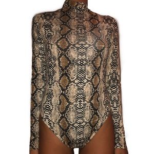 Turtleneck Snakeskin Bodysuit